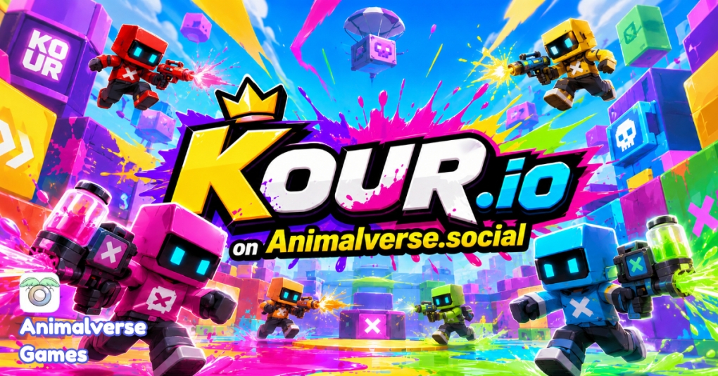 Kour.io on Animalverse.social is a multiplayer IO FPS game that plunges you into intense battles across various maps with many guns and modes to play