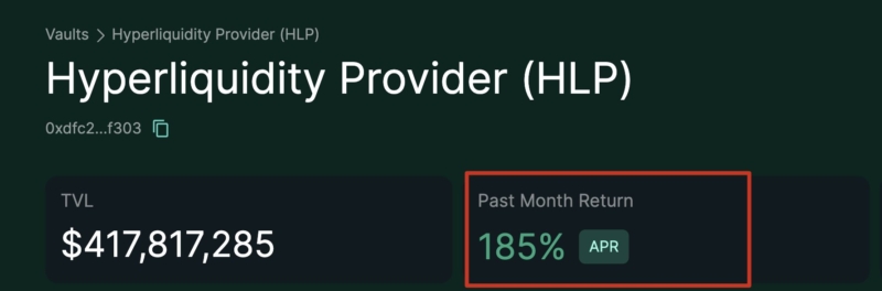 Hyperliquid was fully functional during this crash, with the vaults generating an APR of almost 185%