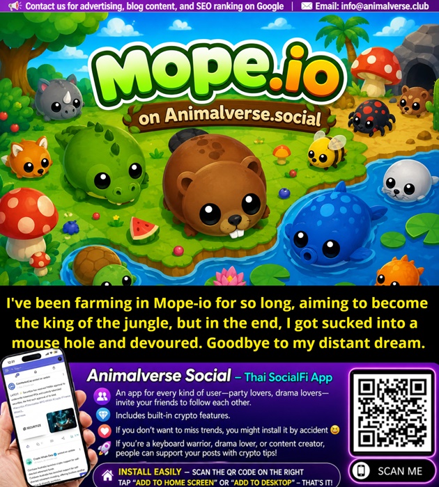 I've been farming in Mope-io for so long, aiming to become the king of the jungle, but in the end, I got sucked into a mouse hole and devoured. Goodbye to my distant dream.