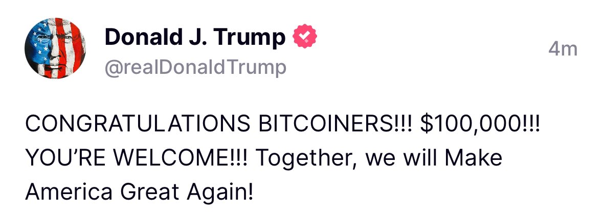 president-elect-trump-congratulates-bitcoin-holders-on-surpassing-100000