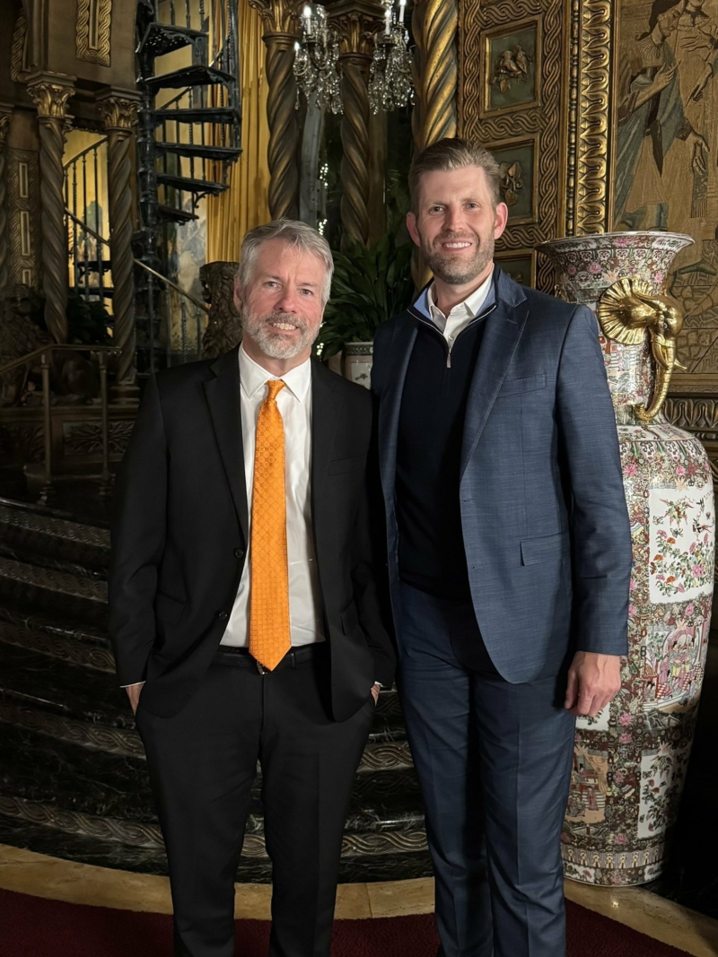 Michael Saylor meets Donald Trump's son Eric Trump at Mar-a-Lago.