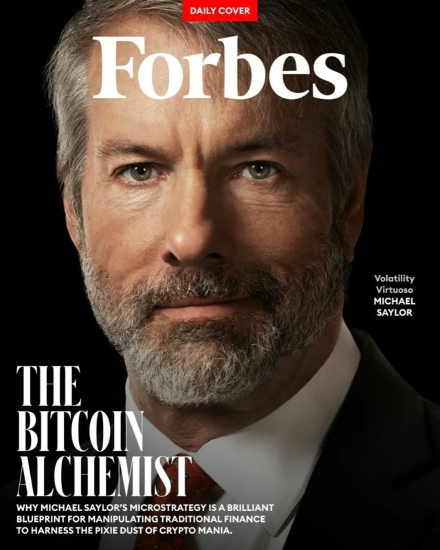 JUST IN: Michael Saylor featured on the latest cover of Forbes as "The Bitcoin Alchemist."