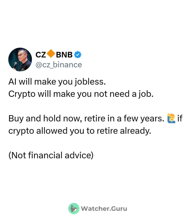 just-in-binance-founder-cz-says-crypto-will-make-you-not-need-a-job-buy-and-hold-now-retire-in-a-few-years