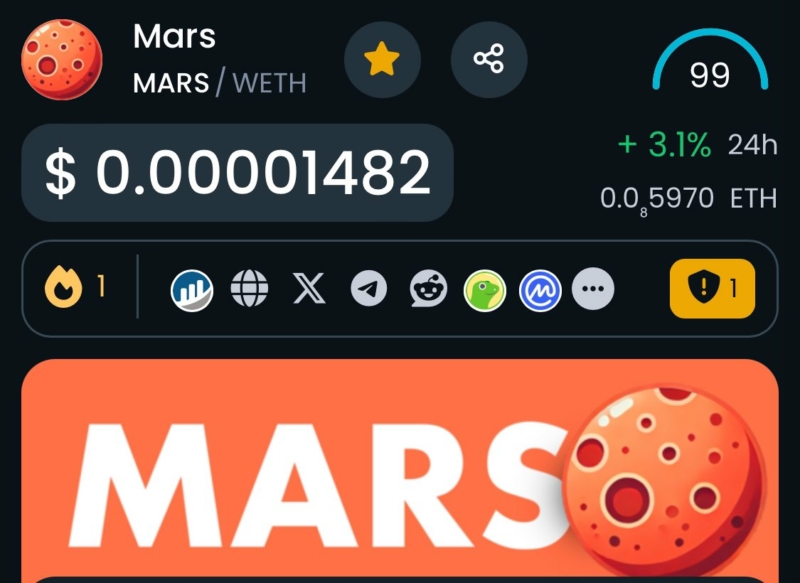 $MARS is on Ethereum only Be cautious of fake communities that emerged after our launch.