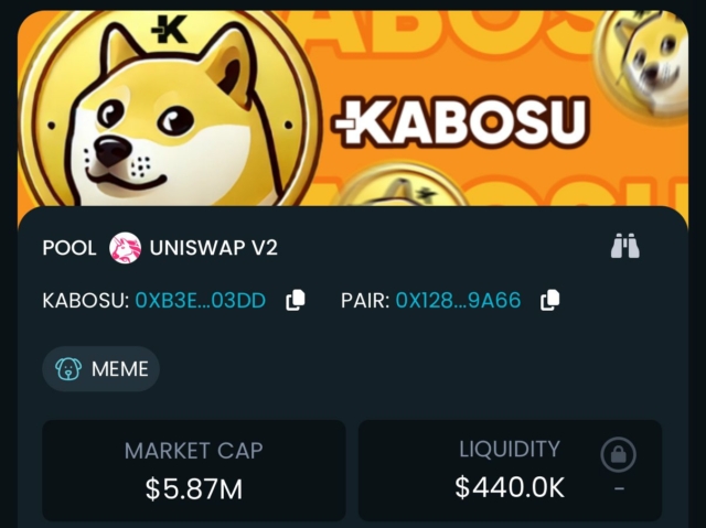 I expect this to be the bottom on $KABOSU