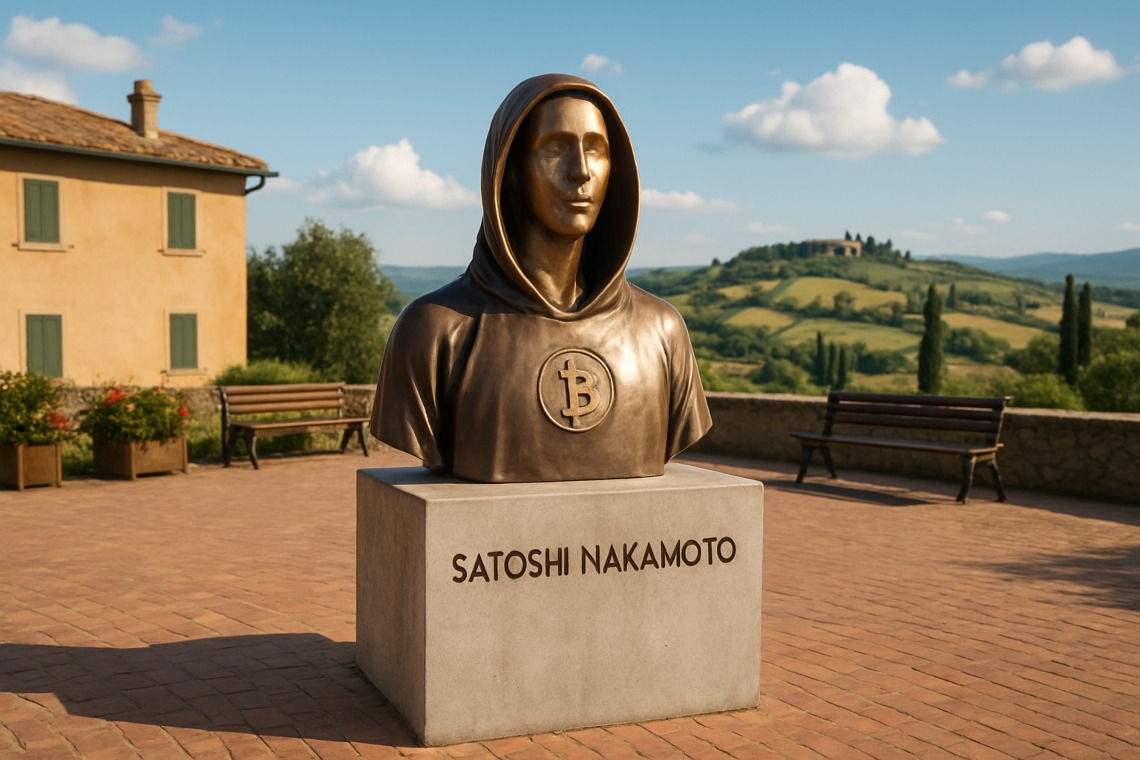 the-town-of-fornelli-italy-has-unveiled-a-municipally-funded-statue-of-bitcoin-creator-satoshi-nakamoto-citing-the-highest-per-capita-bitcoin-adoption-with-24-local-merchants-accepting-the-cryptoc
