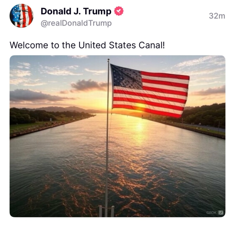 JUST IN: Donald Trump says "Welcome to the United States Canal!"