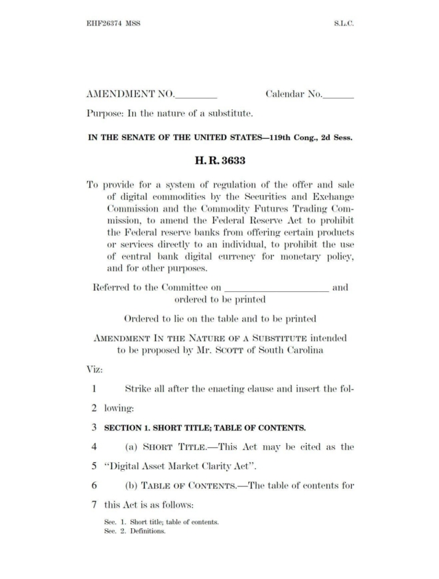 The Senate Banking Committee markup for the CLARITY Act is scheduled for 10:30 AM ET.