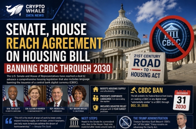 Senate, House reach agreement on housing bill banning CBDC through 2030