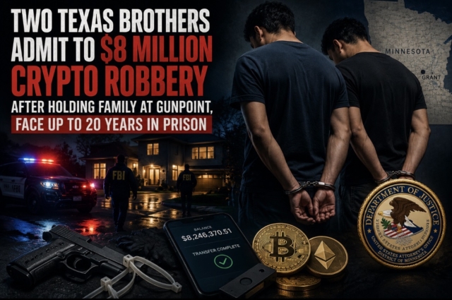 Two Texas brothers admit to $8 million crypto robbery after holding family at gunpoint, face up to 20 years in prison