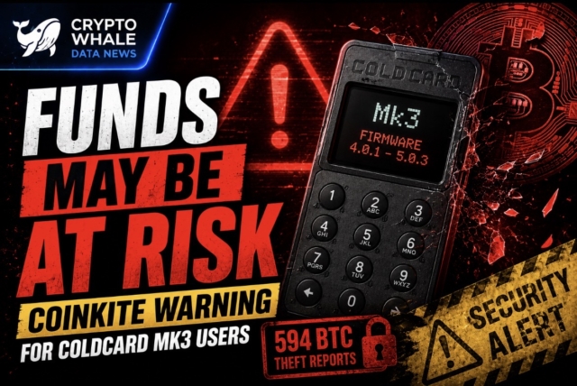 'Funds may be at risk': Coinkite issues warning for Coldcard Mk3 users amid 594 BTC theft reports