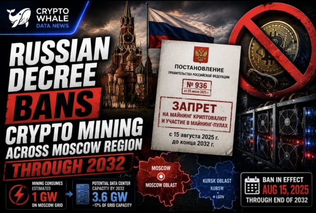 Russian decree bans crypto mining across Moscow region through 2032