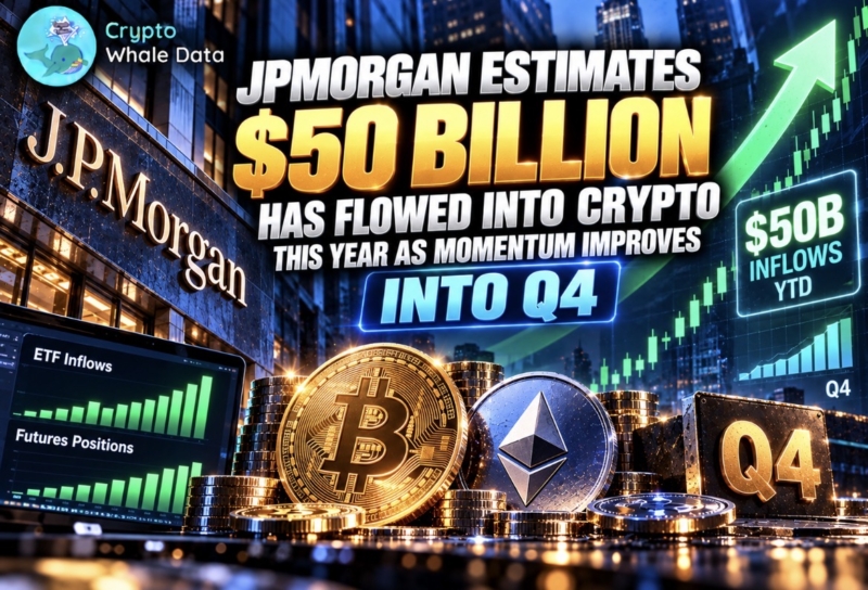 JPMorgan estimates $50 billion has flowed into crypto this year as momentum improves into Q4