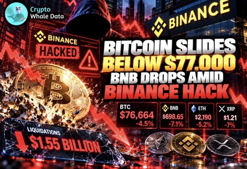 Bitcoin slides below $77,000, BNB drops amid Binance hack