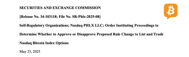 The SEC is reviewing Nasdaq PHLX's proposal to list and trade Nasdaq Bitcoin Index Options.