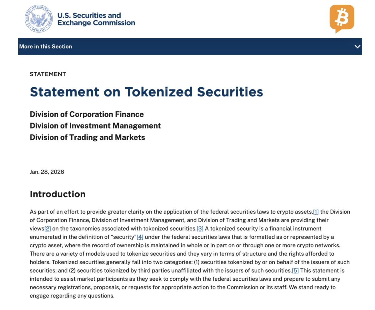 the-sec-issues-new-guidance-on-tokenized-securities-clarifying-that-tokenization-format-doesnt-change-securities-law-application-the-statement-distinguishes-between-issuer-sponsored-and-third-part