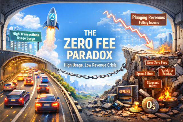 กับดักความเร็วสูง ↬ เมื่อ Altcoin ชื่อดังทำสถิติธุรกรรมพุ่งทะลุเพดาน แต่รายได้กลับดิ่งเหว เจาะลึกวิกฤตความยั่งยืนในยุคค่าธรรมเนียมเกือบศูนย์LadiesofLiberty08032026