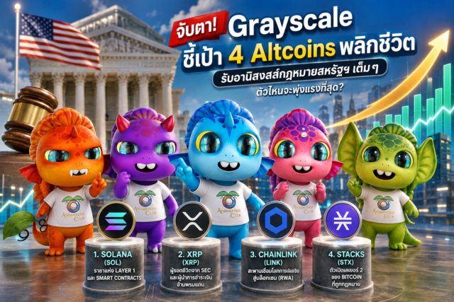 จับตา! Grayscale ชี้เป้า 4 Altcoins พลิกชีวิต รับอานิสงส์กฎหมายสหรัฐฯ เต็ม ๆ ตัวไหนจะพุ่งแรงที่สุด?