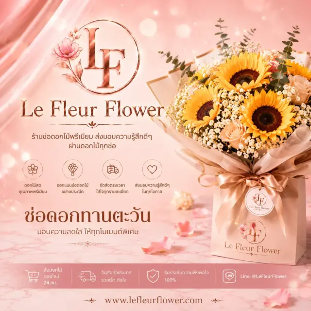 ช่อดอกทานตะวัน พรีเมียม Le Fleur Flower ร้านดอกไม้ใกล้ฉัน
