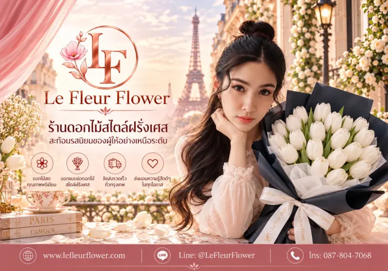 ช่อดอกไม้พรีเมี่ยมสไตล์ฝรั่งเศส