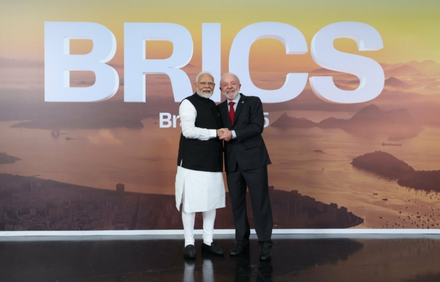 Indian Prime Minister Modi and Brazil's President Lula at BRICS Summit.