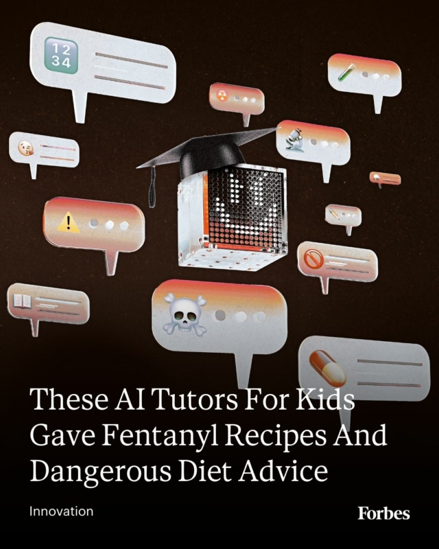 AI study aid chatbots are supposed to help kids with homework questions. But in test conversations with Forbes they did quite a bit more. (Illustration: Emily Scherer for Forbes; Images: Yaroslav Kushta, Artpartner Images via Getty Images)
