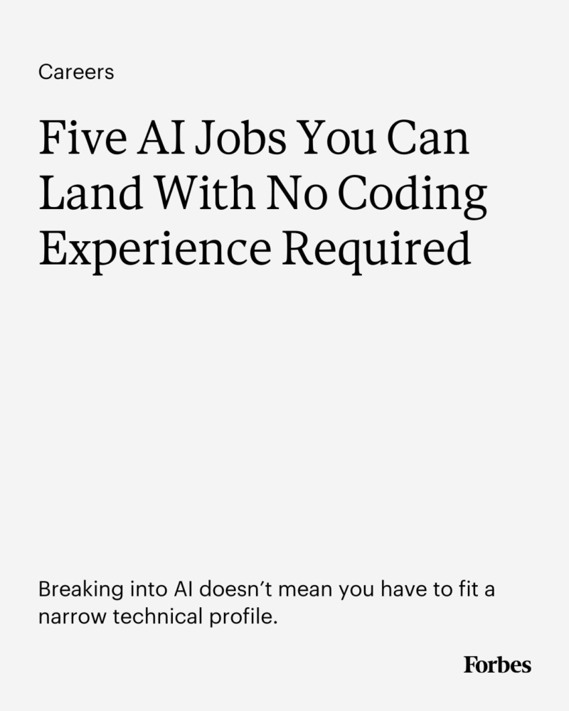As AI tools pop up in everything from customer service to marketing to health care, companies need more talent to help support, test and train these systems. Here are five AI jobs you can land with no technical expertise required.