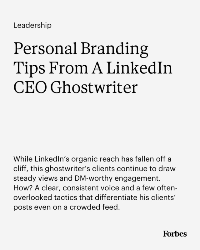 Stephen Mostrom has written 1,000 LinkedIn posts, and spent countless hours crafting copy that racked up more than 10 million cumulative impressions. But most of these posts didn’t have his name on them. Mostrom is the ghostwriter behind the CEOs and executives who light up your feed. He shared his top five tips to help you build a LinkedIn presence that pays off